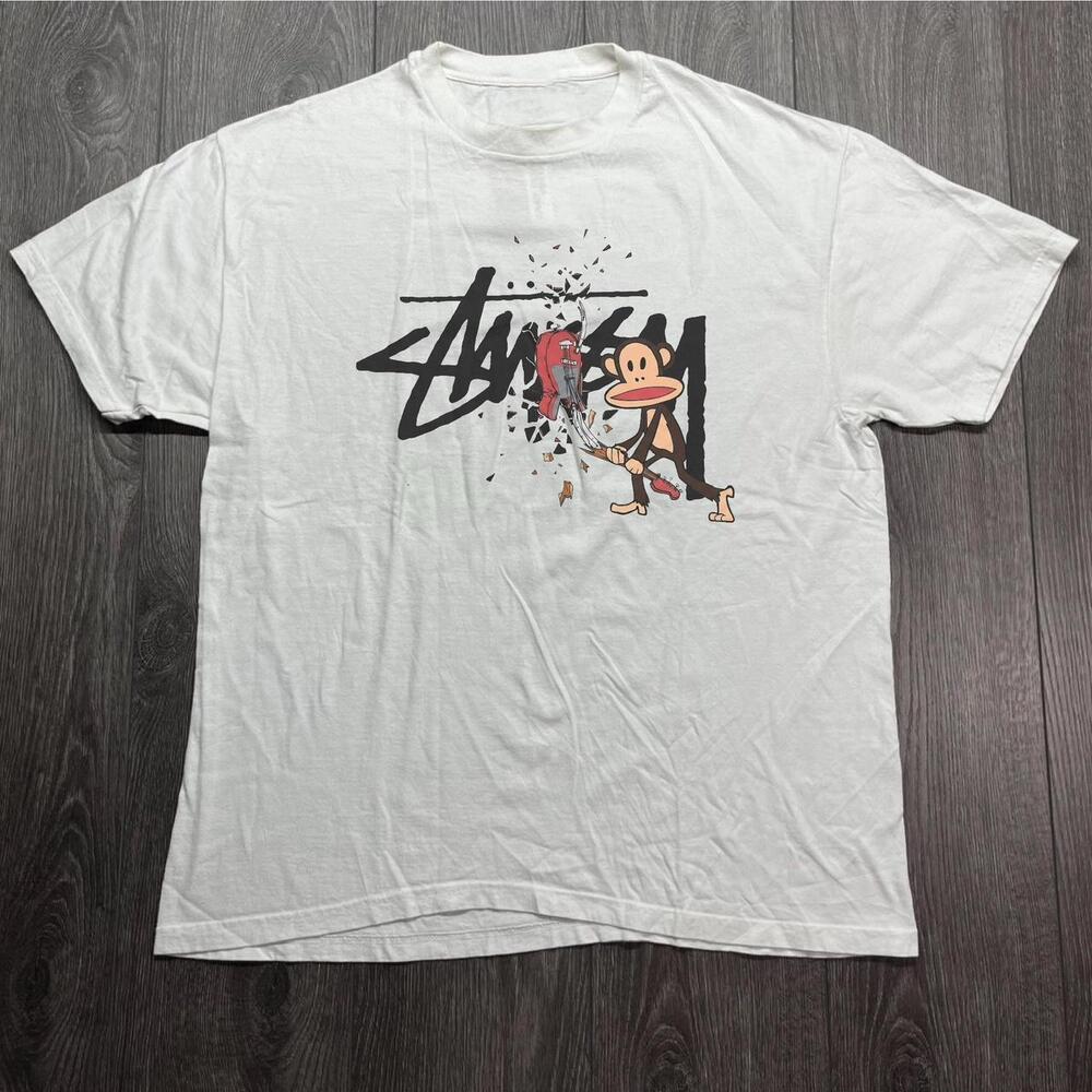 White Stussy X Paul Frank Tee